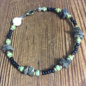 Men's 8 Inch Shell Nugget Beaded Bracelet, Men's Beaded Bracelet,  Handmade